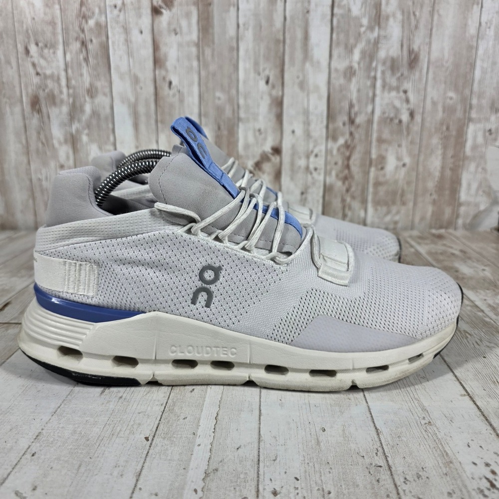 On Cloudnova Mens Running Shoes White Grey Blue 26.98126 Size 9 US